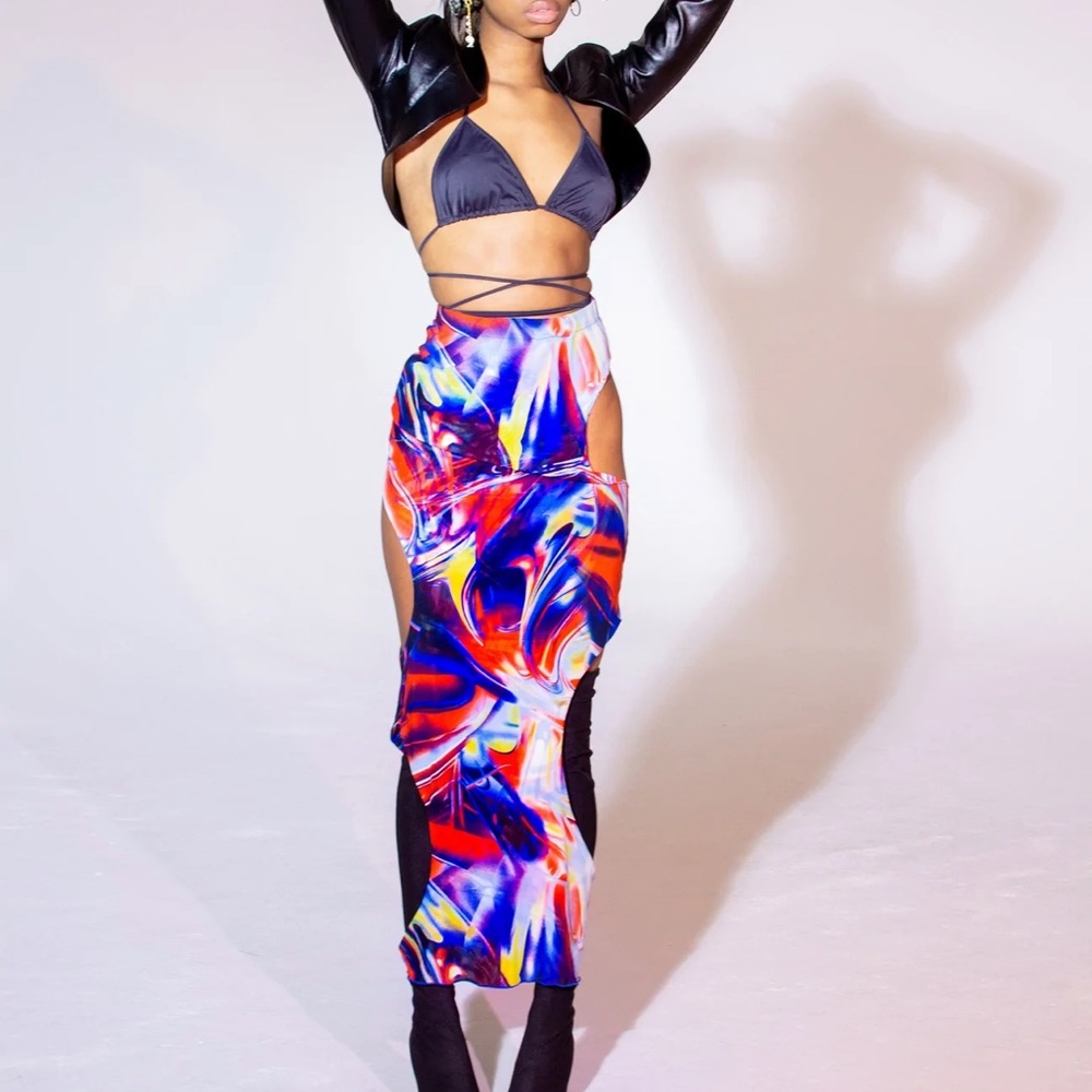 Kim Shui cutout print skirt